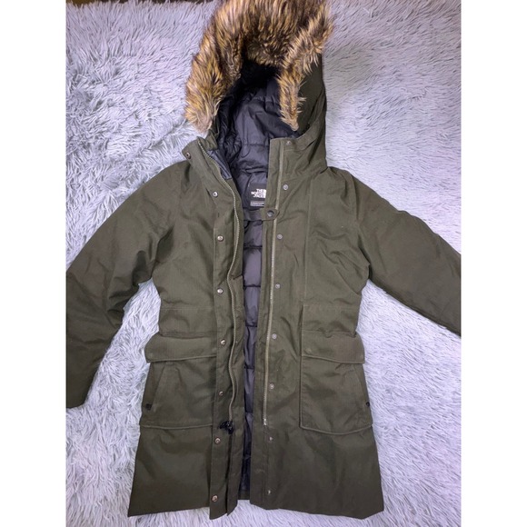 The North Face Winter Coat Women's Small Arctic ii Parka 550 Down Green Fur Hood - Picture 6 of 16